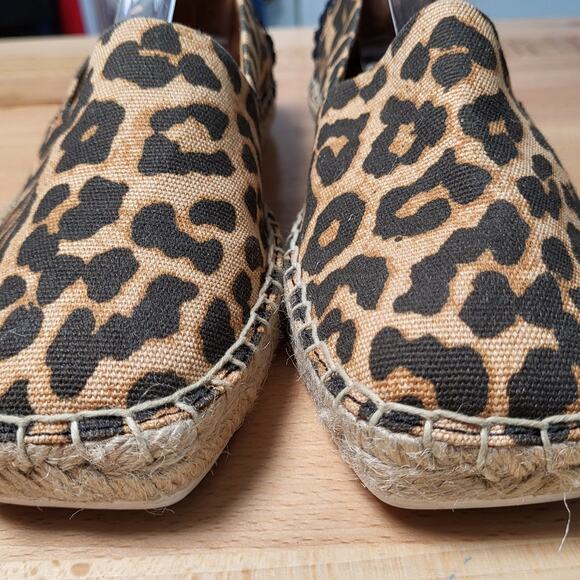 Franco Sarto Leopard Print Flat Slip-On Canvas Espadrilles Square Toe Size 7.5M - Picture 5 of 12
